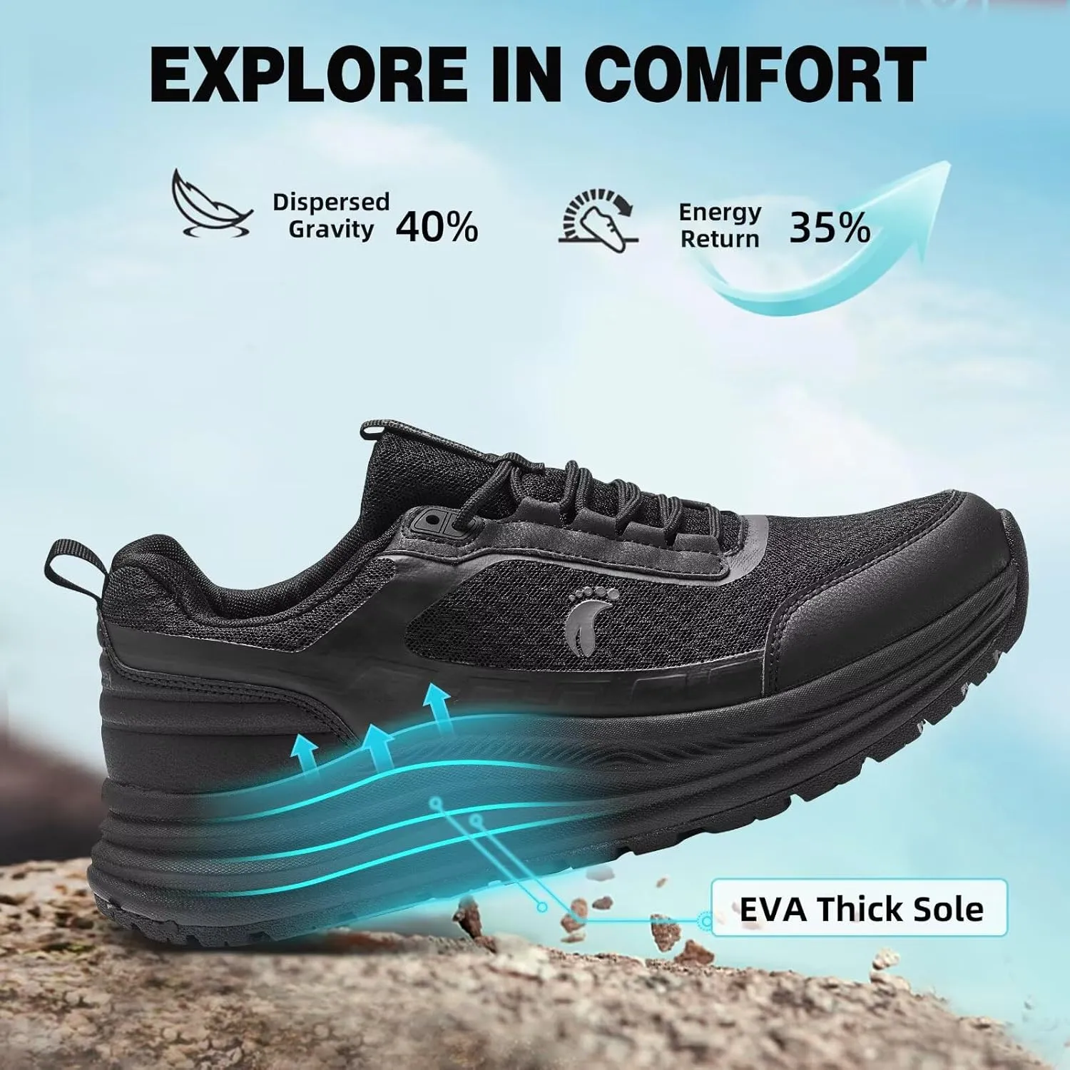 Men's Orthopedic Trail Running Shoes: Comfortable Arch Support Plantar Fasciitis Cross Training Athletic Sneakers, Orthotic Flat Feet Hiking Workout Tennis Walking Sports Shoes for Foot Heel Pain