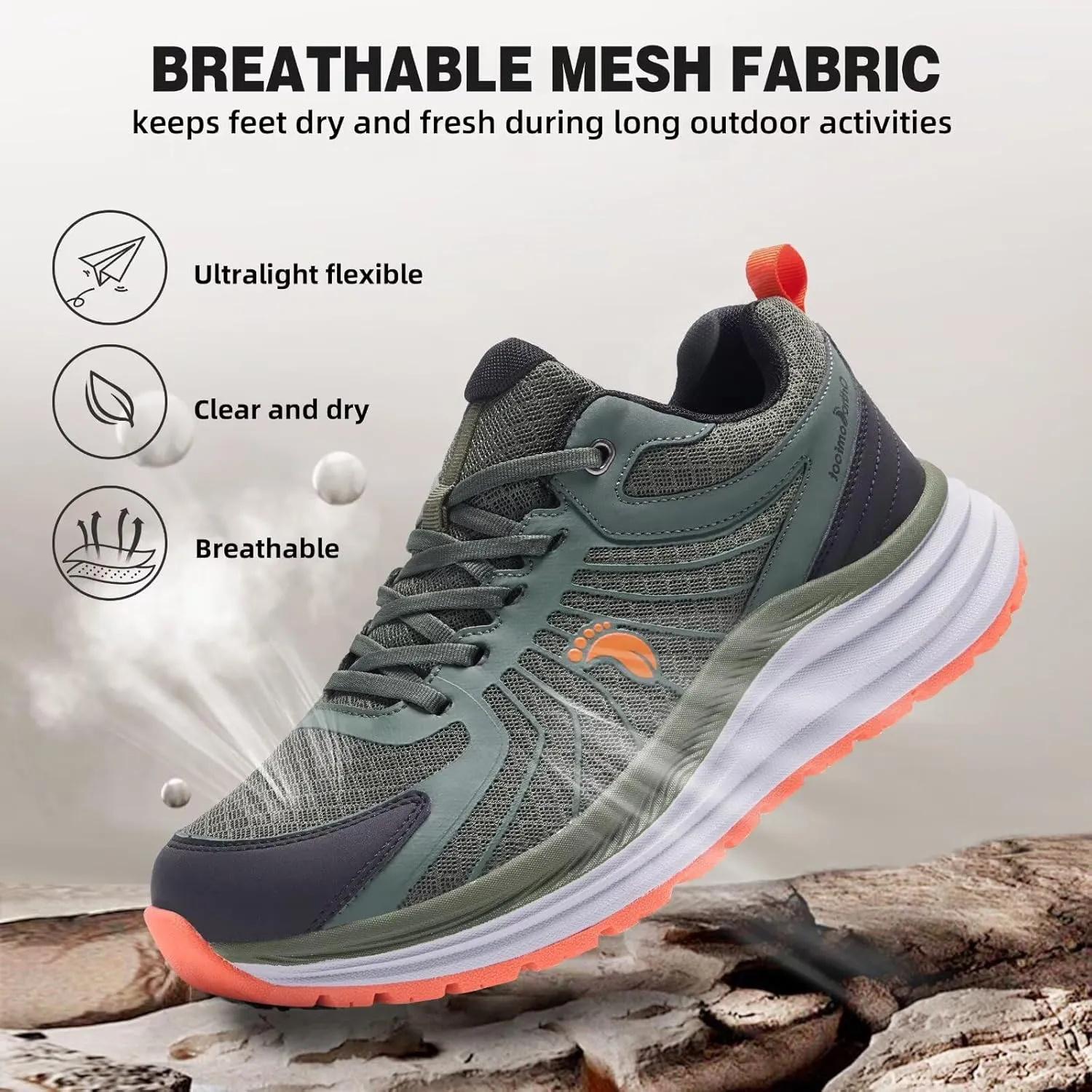 Men's Orthopedic Trail Running Shoes: Comfortable Casual Arch Support Plantar Fasciitis Workout Walking Shoes, Orthotic Flat Feet Hiking Sport Gym Cross Training Sneakers for Foot and Heel Pain Relief