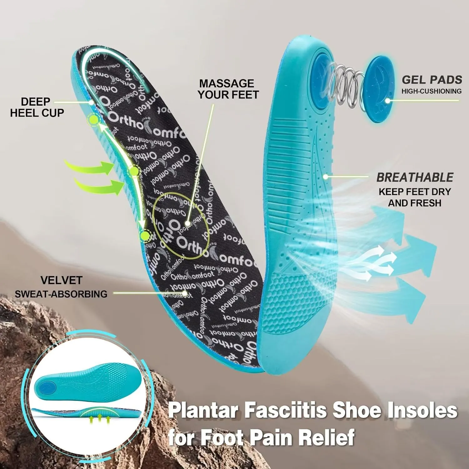 Men's Orthopedic Trail Running Shoes: Comfortable Casual Arch Support Plantar Fasciitis Workout Walking Shoes, Orthotic Flat Feet Hiking Sport Gym Cross Training Sneakers for Foot and Heel Pain Relief
