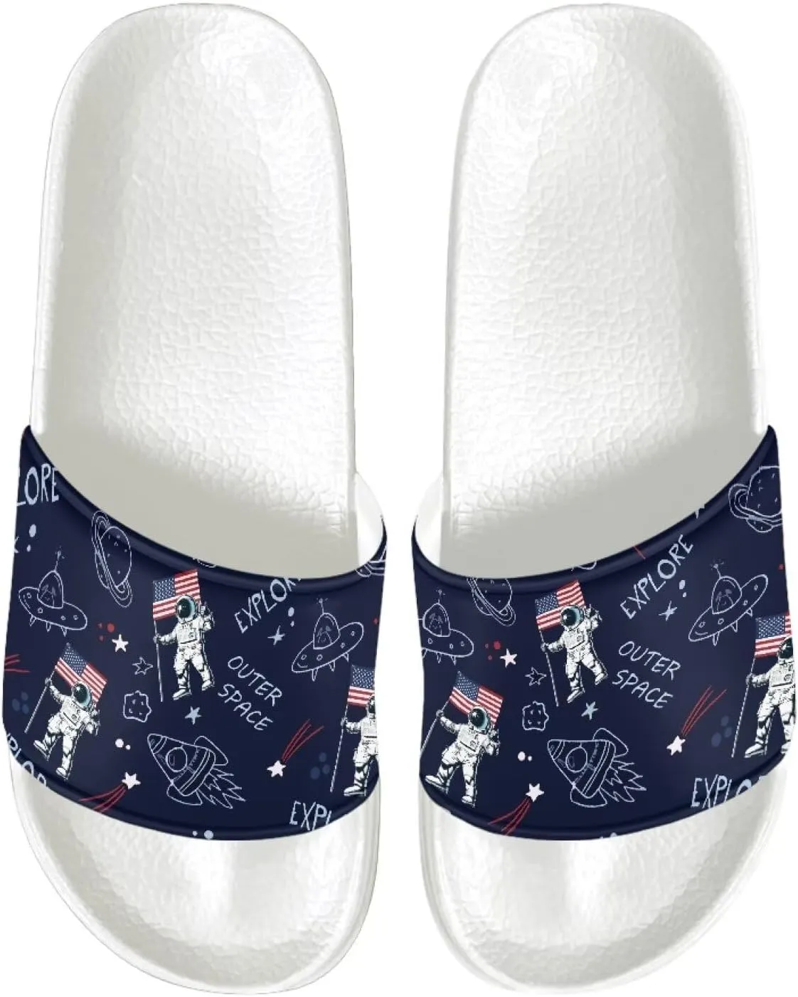 Mens Pillow House Slide Sandals Non-Slip White Bath Sandals Wide Width EVA Flat Shoes Quick Drying Peep Toe Slippers Beach Dress Shoes