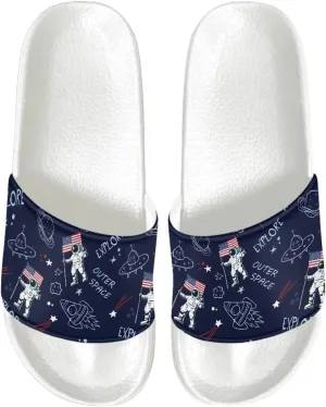 Mens Pillow House Slide Sandals Non-Slip White Bath Sandals Wide Width EVA Flat Shoes Quick Drying Peep Toe Slippers Beach Dress Shoes