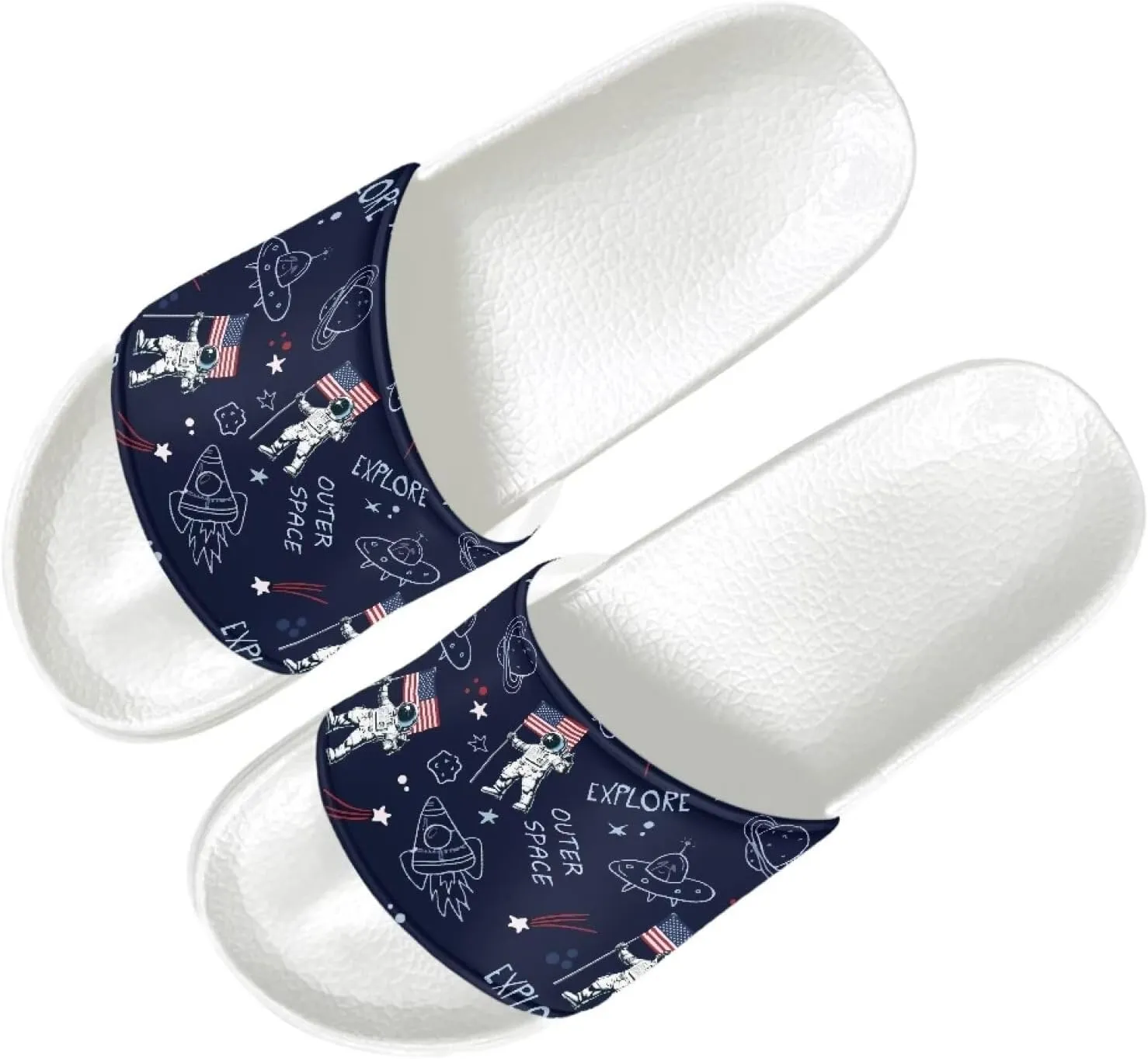Mens Pillow House Slide Sandals Non-Slip White Bath Sandals Wide Width EVA Flat Shoes Quick Drying Peep Toe Slippers Beach Dress Shoes