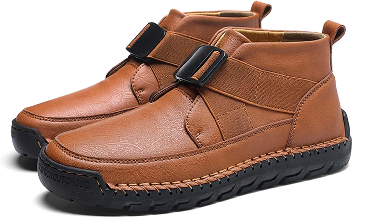 Men's Premium Leather Walking Shoes, Mid Top Fashion Casual Sneakers, Business Casual Leather Shoes, Driving Shoes, Durable, Hand Sewn, Easy to Put on