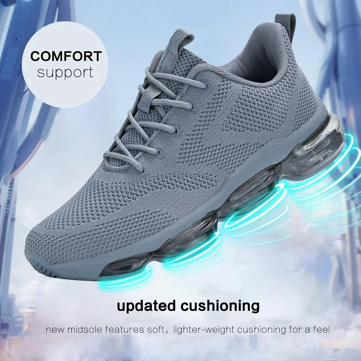 Mens Running Shoes Air Low Top Comfort Walking Lace Up Sneakers Breathable Fashion Tennis Sport Gym Fitness Cross Trainers