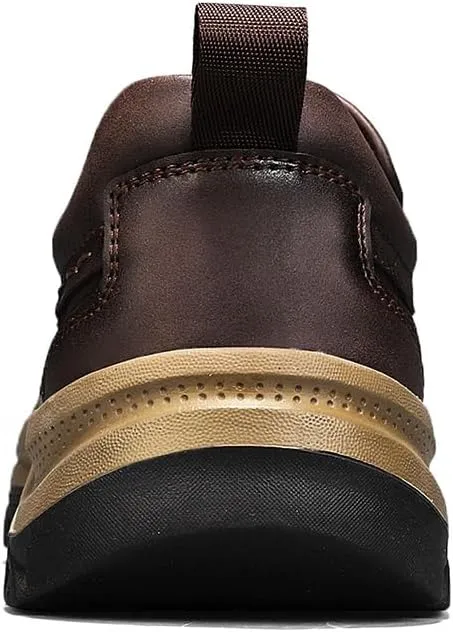 Men's Slip-On Loafers Casual Walking Shoes Comfort Leather Moccasin Style with Rugged Sole Work Office Dress Outdoor