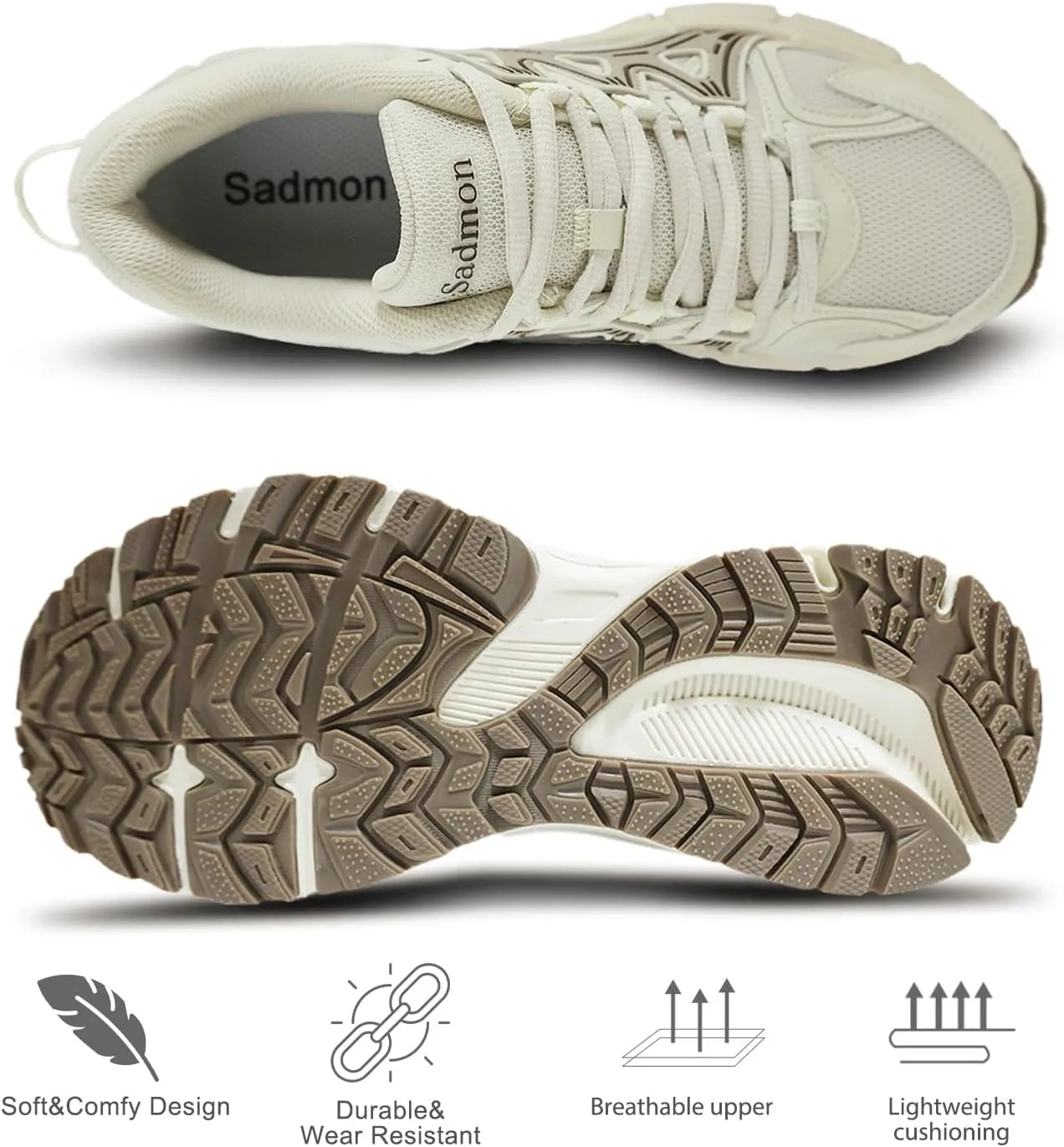 Men's Slip Resistant Trail Running Shoes - Supportive Athletic Shoes for Outdoor Fitness Walking, Road Running and Gym Training