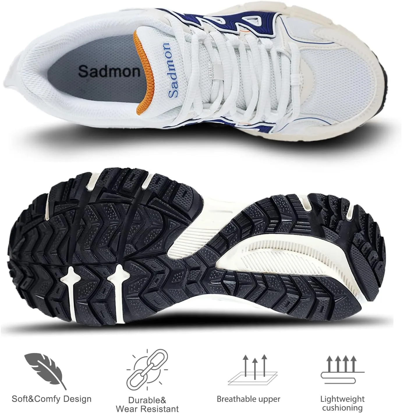 Men's Slip Resistant Trail Running Shoes - Supportive Athletic Shoes for Outdoor Fitness Walking, Road Running and Gym Training