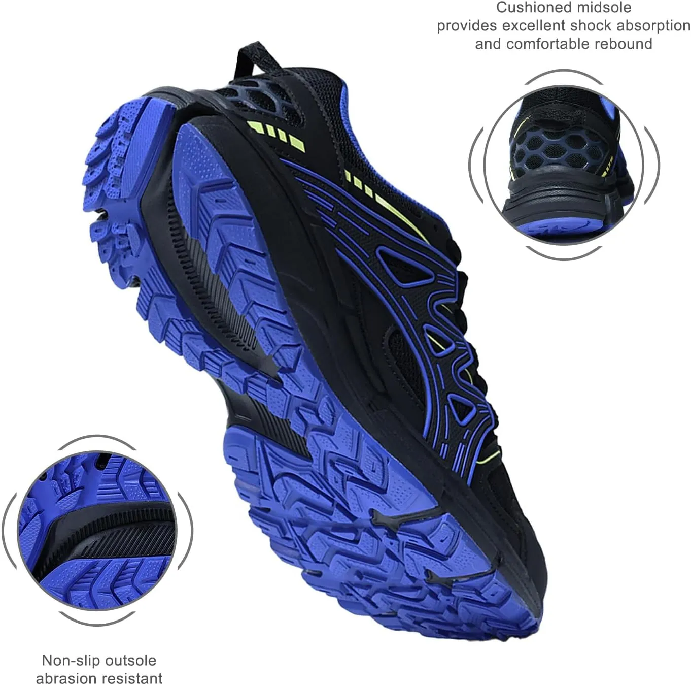 Men's Slip Resistant Trail Running Shoes - Supportive Athletic Shoes for Outdoor Fitness Walking, Road Running and Gym Training