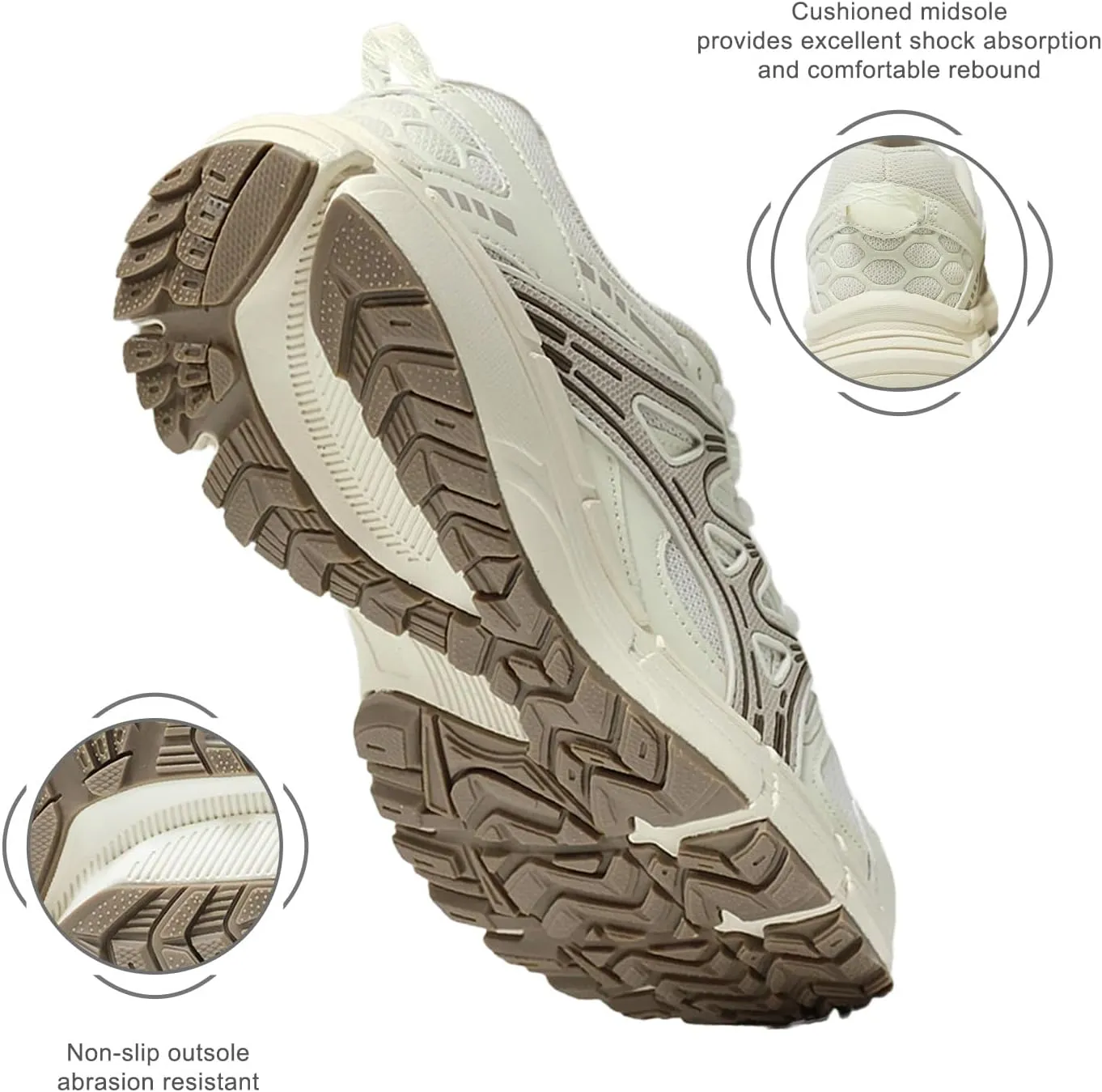 Men's Slip Resistant Trail Running Shoes - Supportive Athletic Shoes for Outdoor Fitness Walking, Road Running and Gym Training