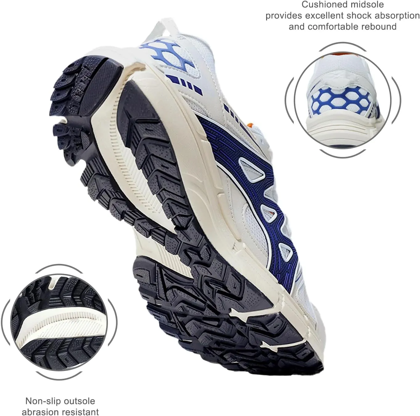 Men's Slip Resistant Trail Running Shoes - Supportive Athletic Shoes for Outdoor Fitness Walking, Road Running and Gym Training