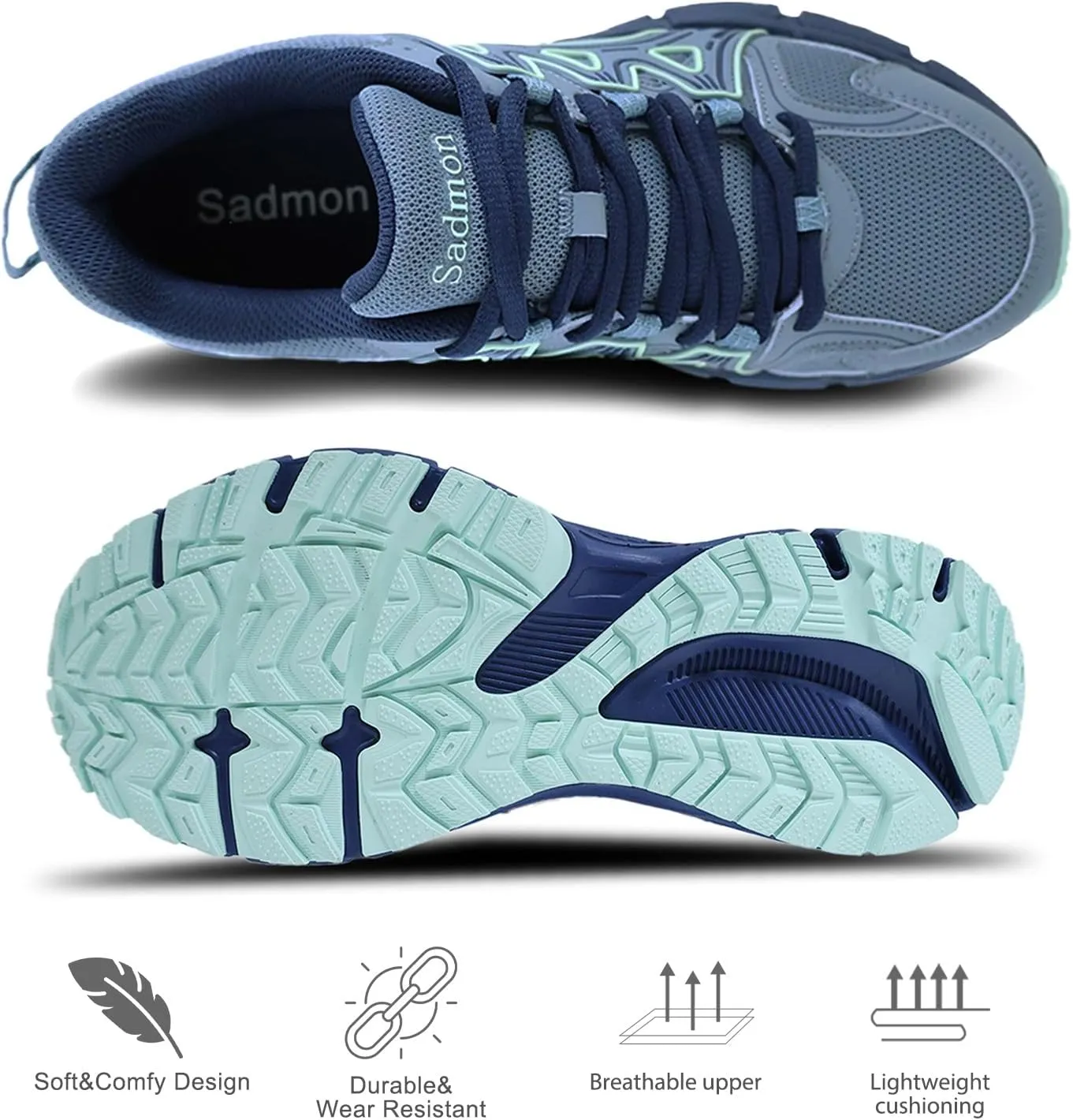 Men's Slip Resistant Trail Running Shoes - Supportive Athletic Shoes for Outdoor Fitness Walking, Road Running and Gym Training
