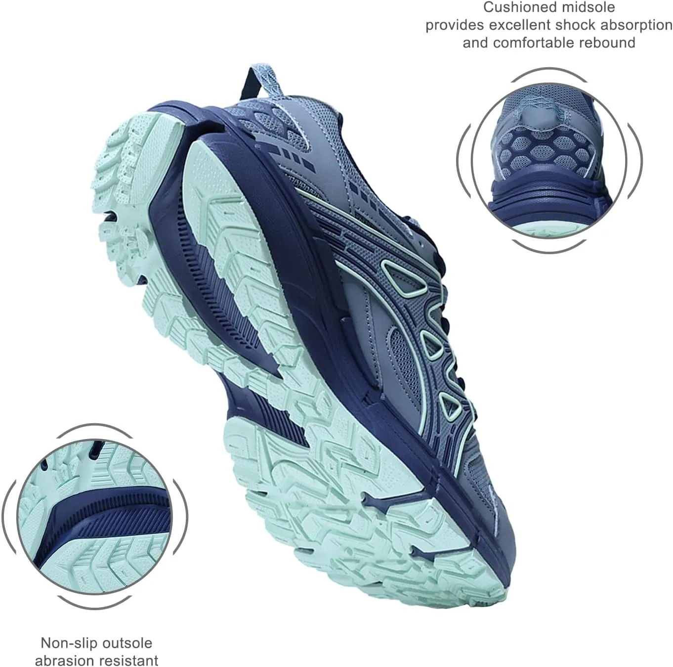Men's Slip Resistant Trail Running Shoes - Supportive Athletic Shoes for Outdoor Fitness Walking, Road Running and Gym Training