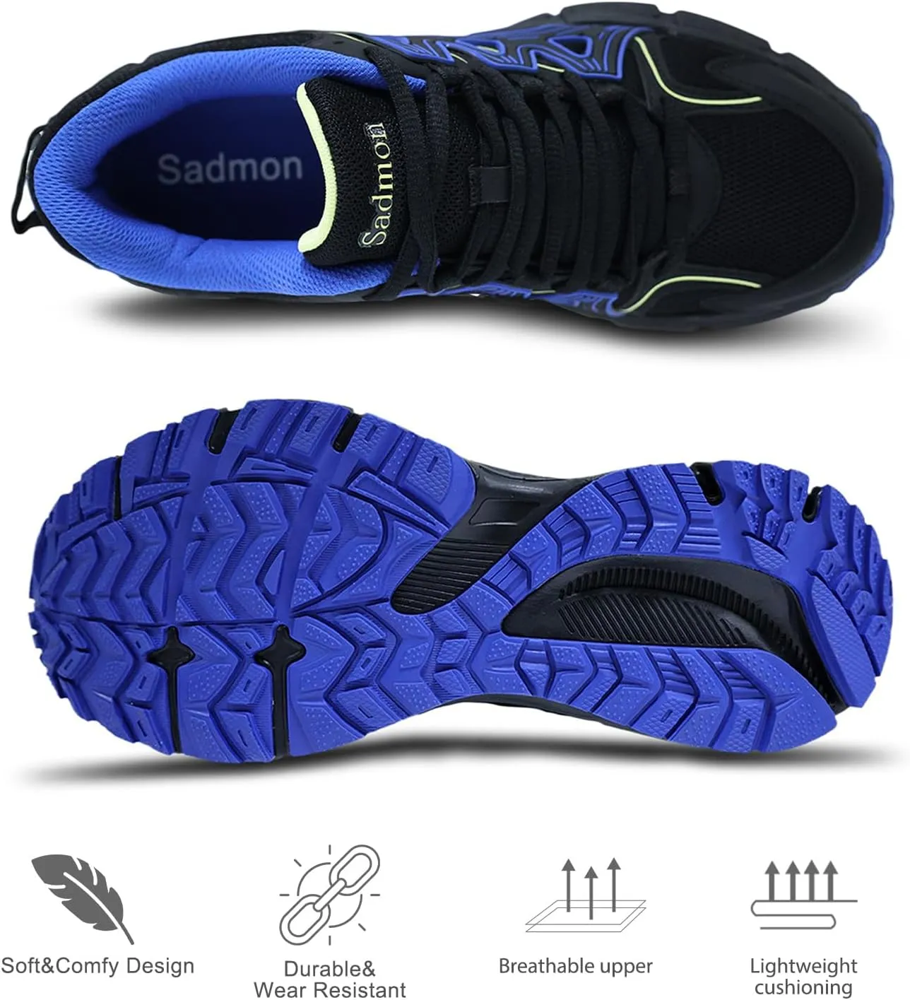 Men's Slip Resistant Trail Running Shoes - Supportive Athletic Shoes for Outdoor Fitness Walking, Road Running and Gym Training