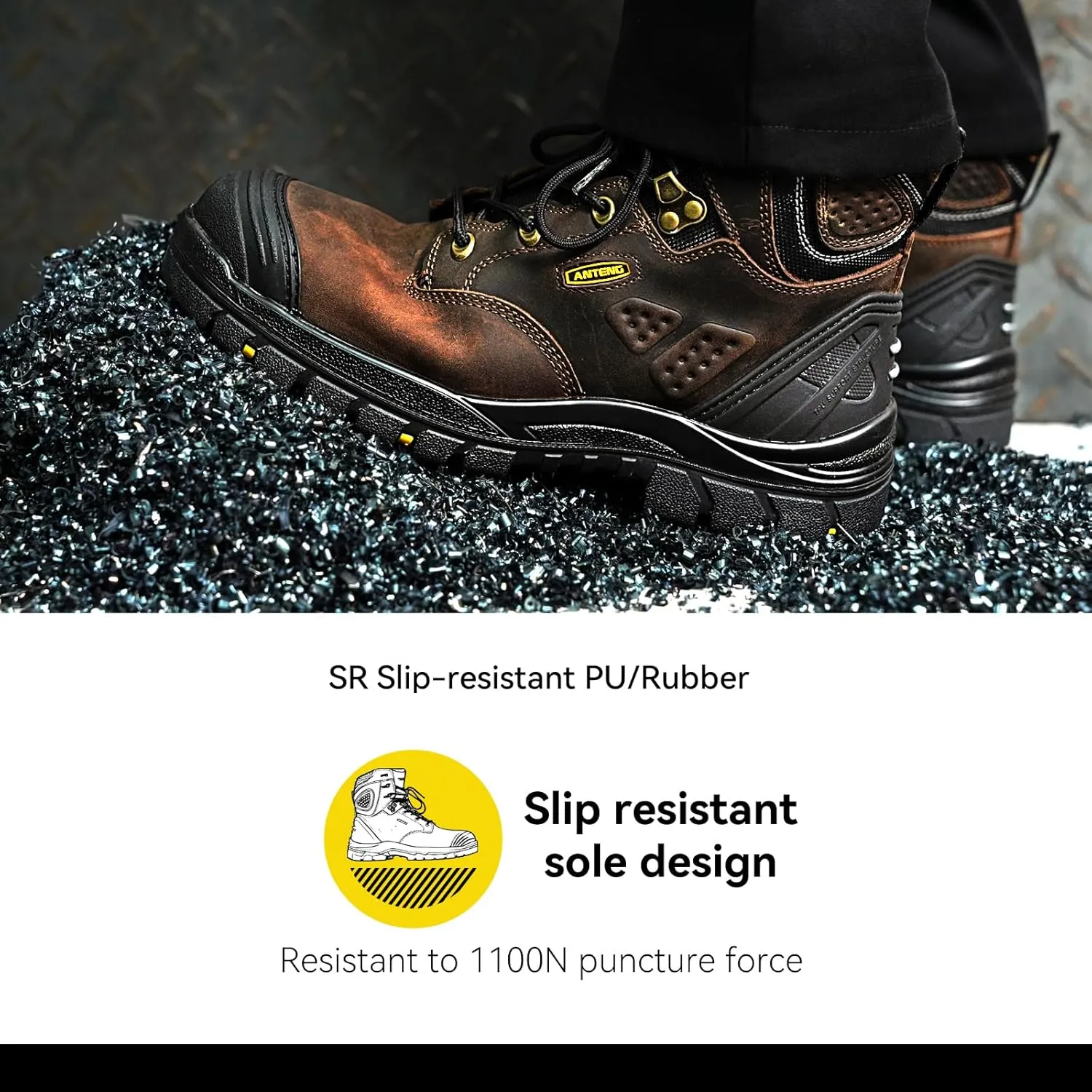 Men's Work & Safety Footwear, Mens Composite Toe Work Boots, Non-Slip Waterproof Work Boots for Men, Anti-Static, Anti-Puncturing with 2 PU Insole for Workers' Safety