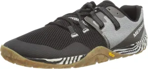 Merrell Trail Glove 6 Solution Dye Sneakers for Men Offers Rock Plate for Protection, Mesh Upper, and Bloom Foam Midsole Black/White 9 M