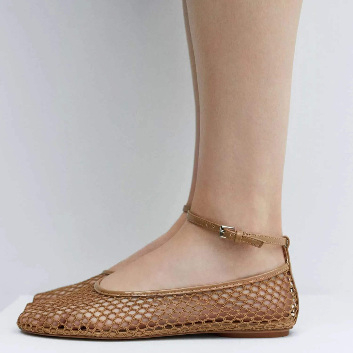 Mesh Ankle Strap Flats for Women Round Toe Ballet Flats Shoes,Casual Mary Jane Flats Comfortable Daily Dress Shoes