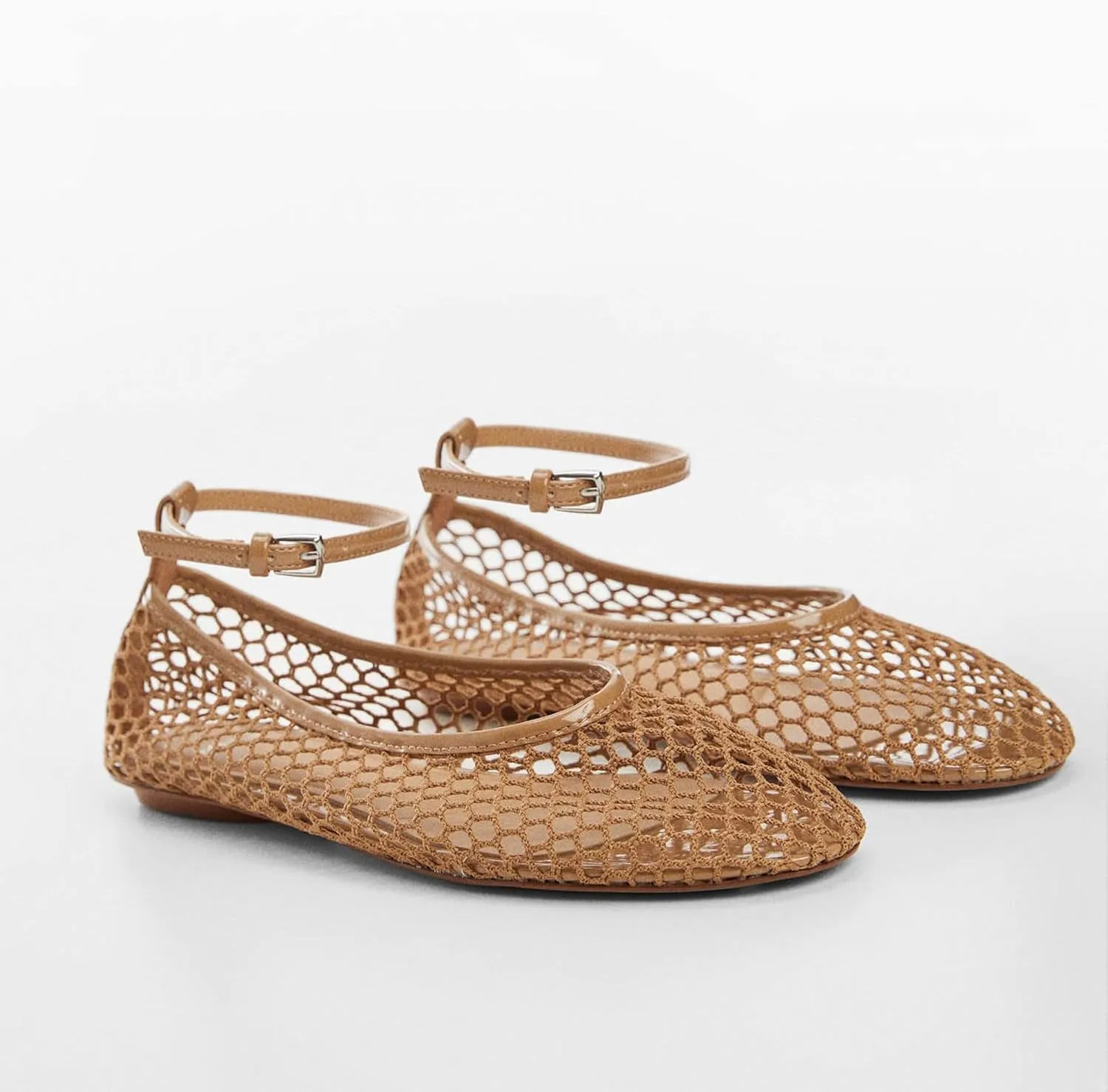 Mesh Ankle Strap Flats for Women Round Toe Ballet Flats Shoes,Casual Mary Jane Flats Comfortable Daily Dress Shoes
