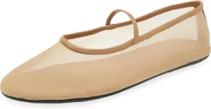 Mesh Ballet Flats for Women Ballerina Mary Janes Flats Embroidered Floral Nude Round Toe Pumps Comfortable Casual Shoes
