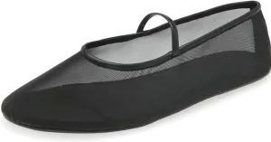 Mesh Ballet Flats for Women Ballerina Mary Janes Flats Embroidered Floral Nude Round Toe Pumps Comfortable Casual Shoes
