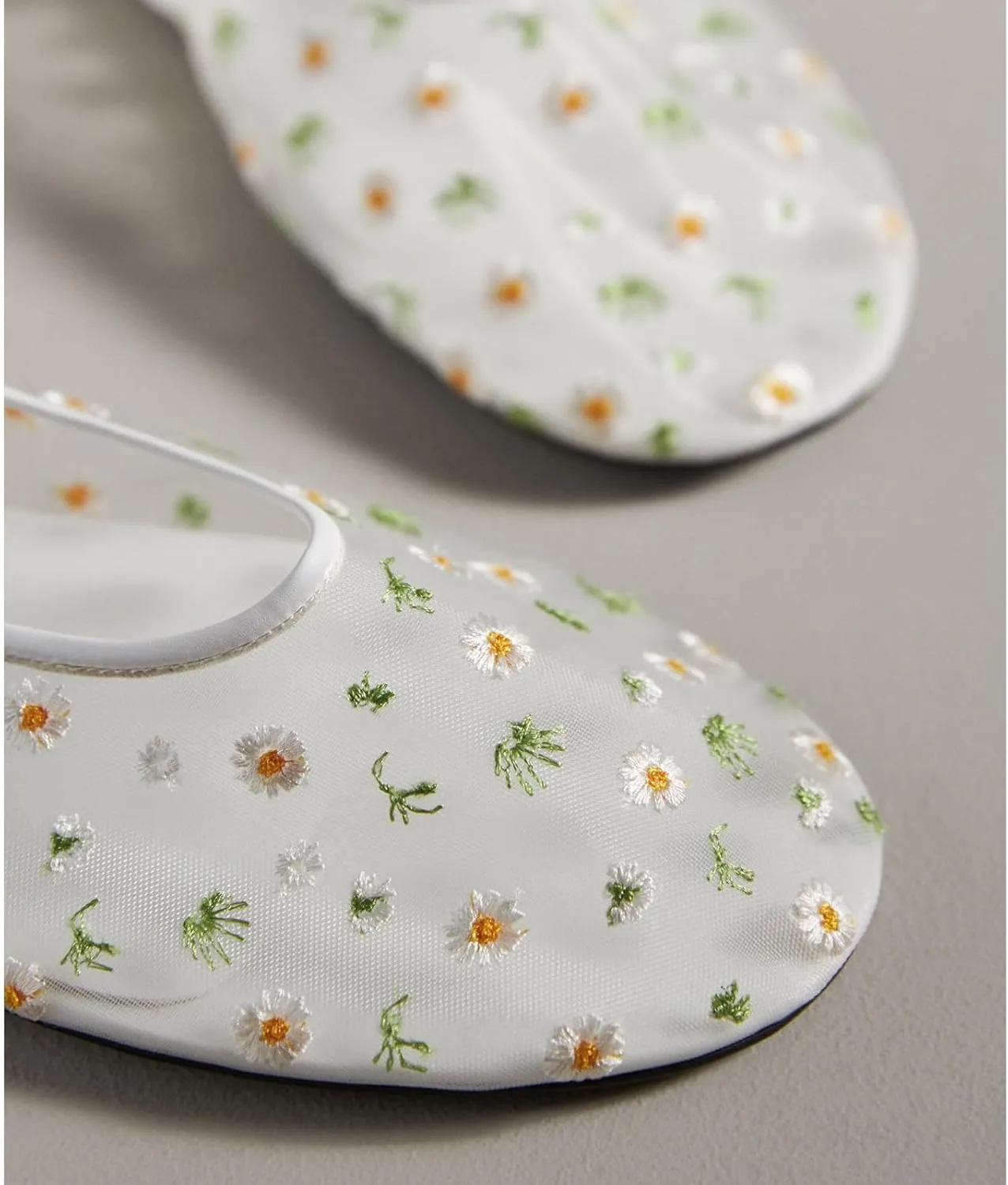 Mesh Ballet Flats for Women Embroidered Floral Mary Jane Flats Comfortable Casual Daily Dress Ballerina Shoes