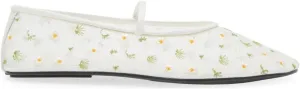 Mesh Ballet Flats for Women Embroidered Floral Mary Jane Flats Comfortable Casual Daily Dress Ballerina Shoes