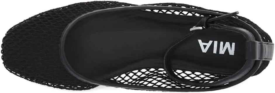 MIA Womens Roz Ankle Strap Ballet Flats Casual - Black