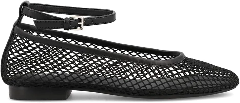 MIA Womens Roz Ankle Strap Ballet Flats Casual - Black