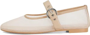 MICIFA Leopard Mesh Ballet Flats for Women Round Toe Mary Jane Buckle Flats Fall Comfortable Casual Dress Shoes