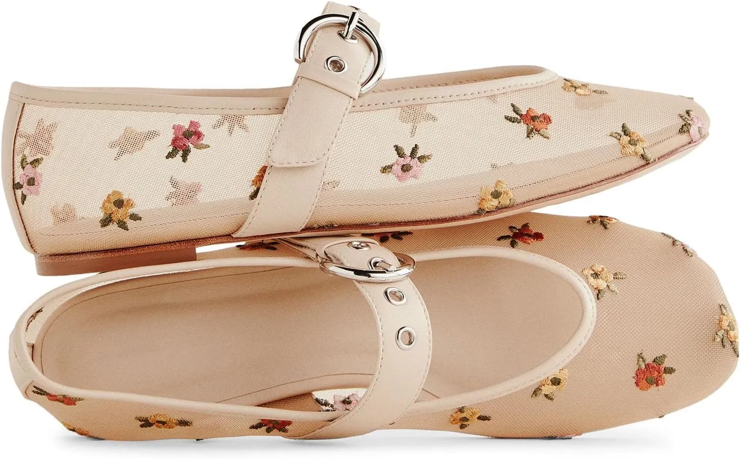 MICIFA Leopard Mesh Ballet Flats for Women Round Toe Mary Jane Buckle Flats Fall Comfortable Casual Dress Shoes