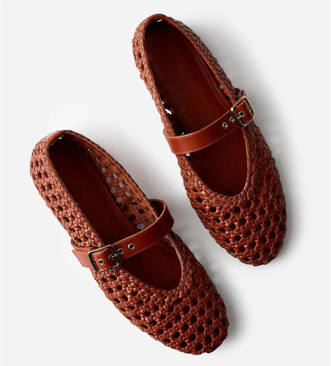 MICIFA Leopard Mesh Ballet Flats for Women Round Toe Mary Jane Buckle Flats Fall Comfortable Casual Dress Shoes