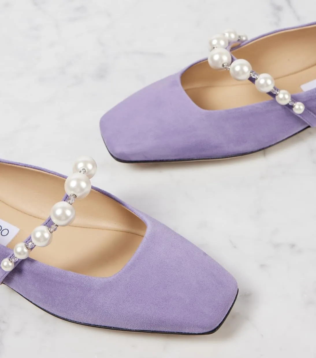 MIRAAZZURRA Mary Jane Flats for Women Ballet Flats Square Toe Pearl Strap Retro Dress Shoes