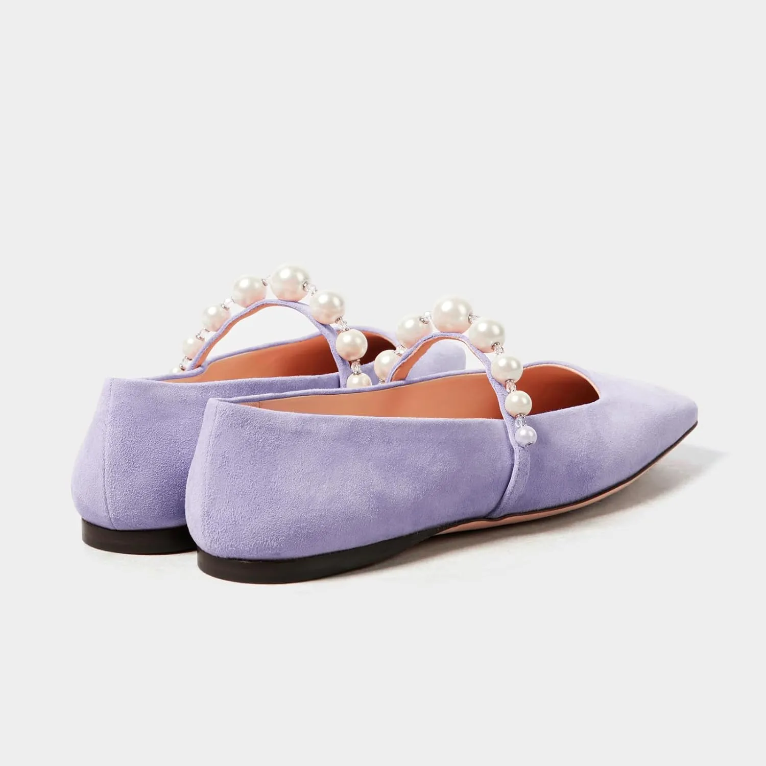 MIRAAZZURRA Mary Jane Flats for Women Ballet Flats Square Toe Pearl Strap Retro Dress Shoes