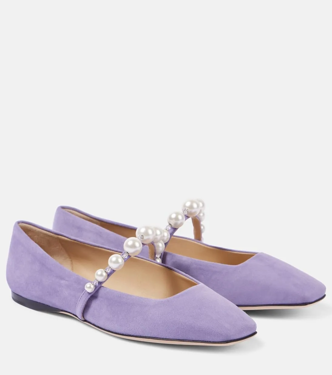 MIRAAZZURRA Mary Jane Flats for Women Ballet Flats Square Toe Pearl Strap Retro Dress Shoes