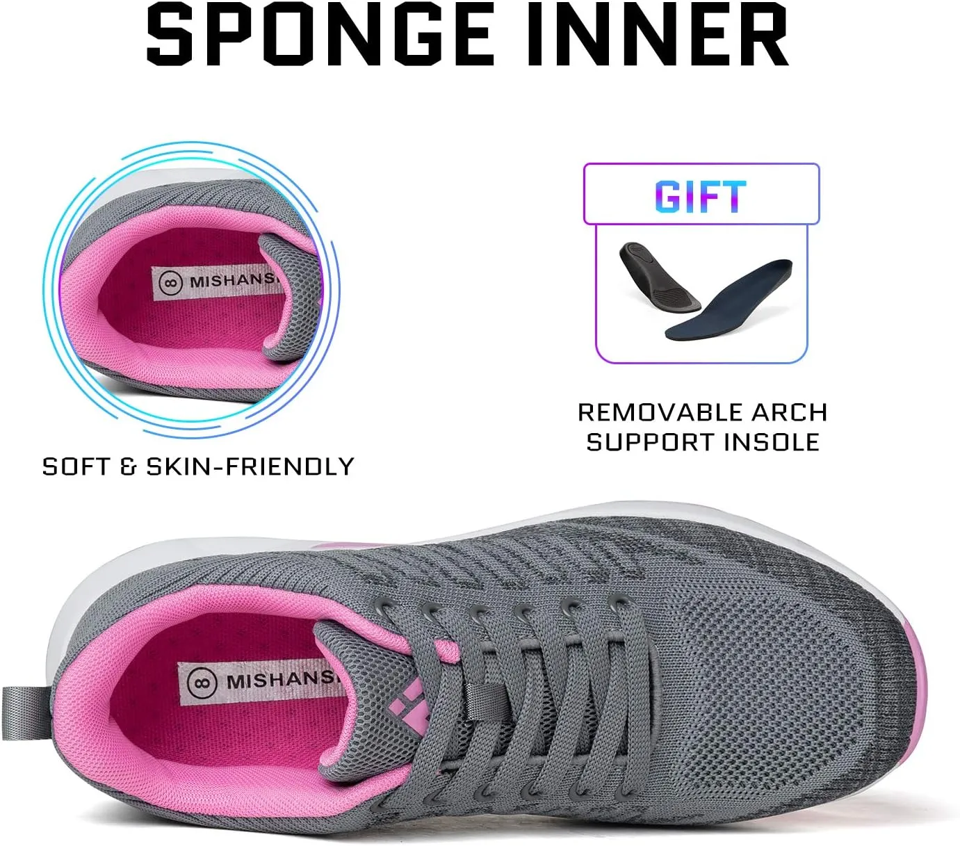 Mishansha Womens Sneakers Air Cushion Running Tennis Shoes Women Lightweight Arch Support Walking Shoes
