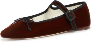 miss left Women Bowknot Ankle Strap Mary Jane Classic Closed Round Toe Ballet Flats Slip On Cozy Casual Dance Shoes Size 4-16 US