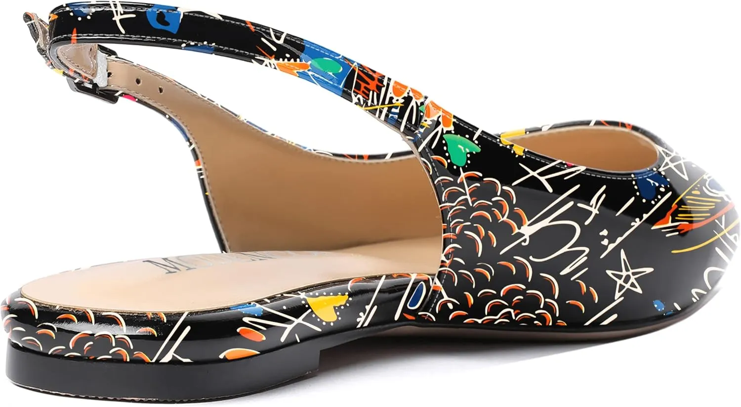 MODENCOCO Women's Pointed Toe Patent Slingback Dating Casual Flats Sandals