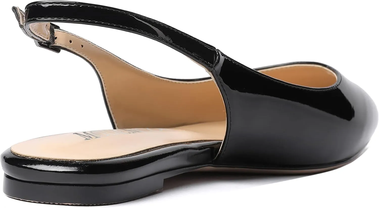 MODENCOCO Women's Pointed Toe Patent Slingback Dating Casual Flats Sandals