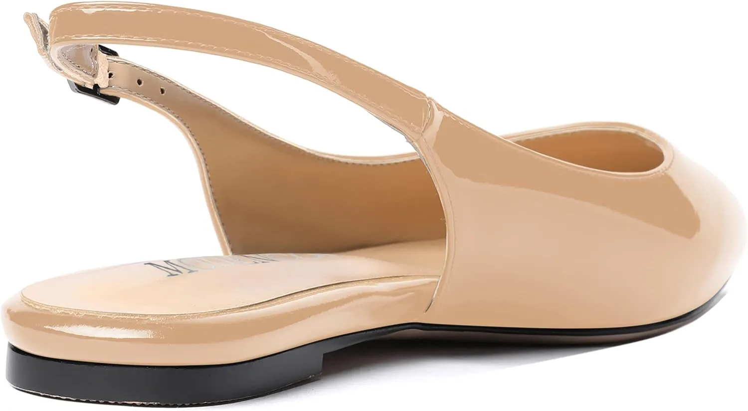 MODENCOCO Women's Pointed Toe Patent Slingback Dating Casual Flats Sandals