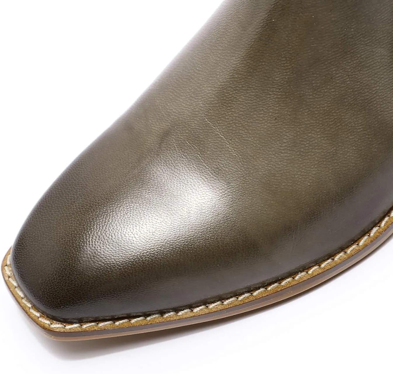 Mona flying Womens Classic Leather Chelsea Boot Low Heel Pull on Ankle Booties Square Toe
