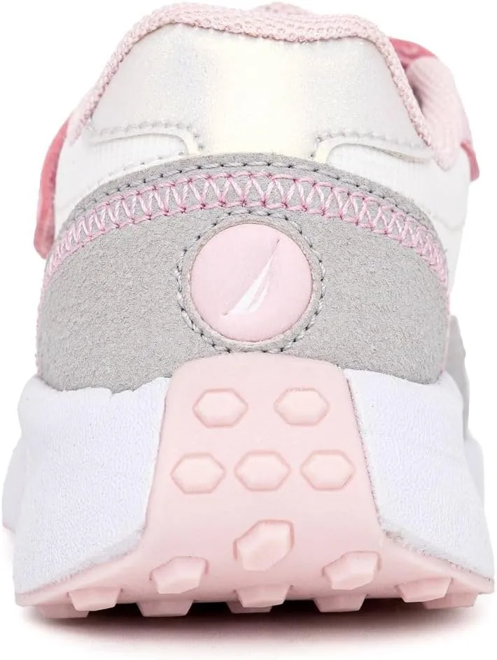 Nautica Kids Girls Athletic Sneakers - Comfortable Running Shoes with Adjustable Hook-and-Loop Strap, Toddler/Little Kid Sizes