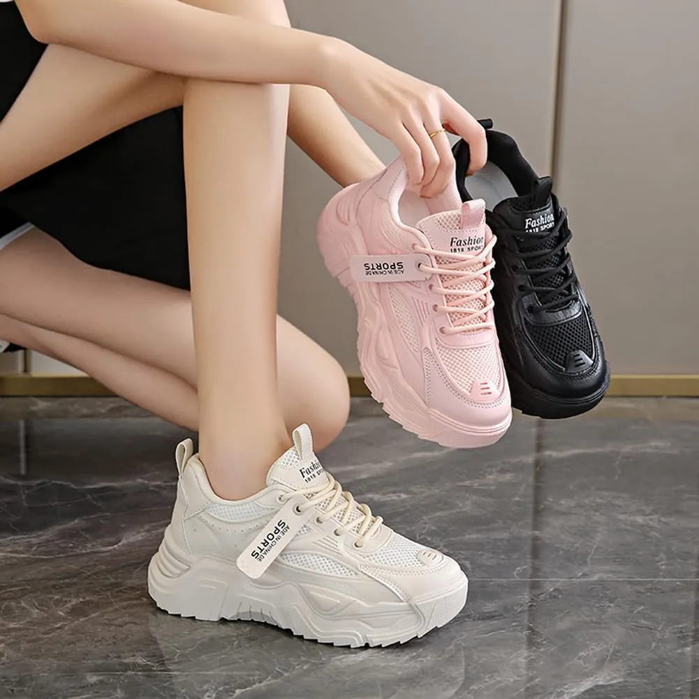 NCNDB Women's Mesh Breathable Walking Sneakers Platform Casual Sports Shoes