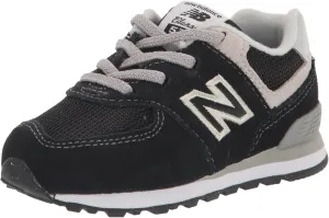 New Balance boys 574 V1 Lifestyle Bungee Sneaker, Black/White, 6.5 Wide Toddler US