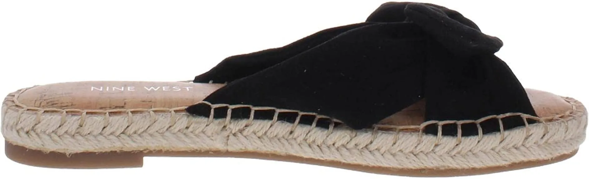 NINE WEST Womens Brock 2 Faux Suede Slide Espadrilles Black 6 Medium (B,M)