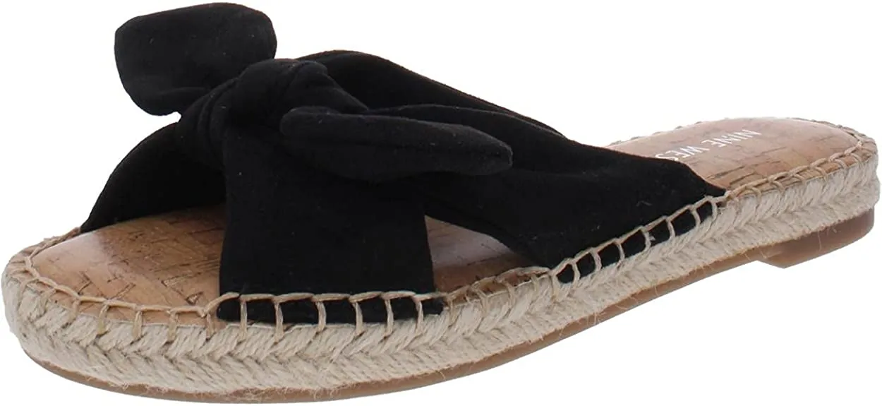 NINE WEST Womens Brock 2 Faux Suede Slide Espadrilles Black 6 Medium (B,M)