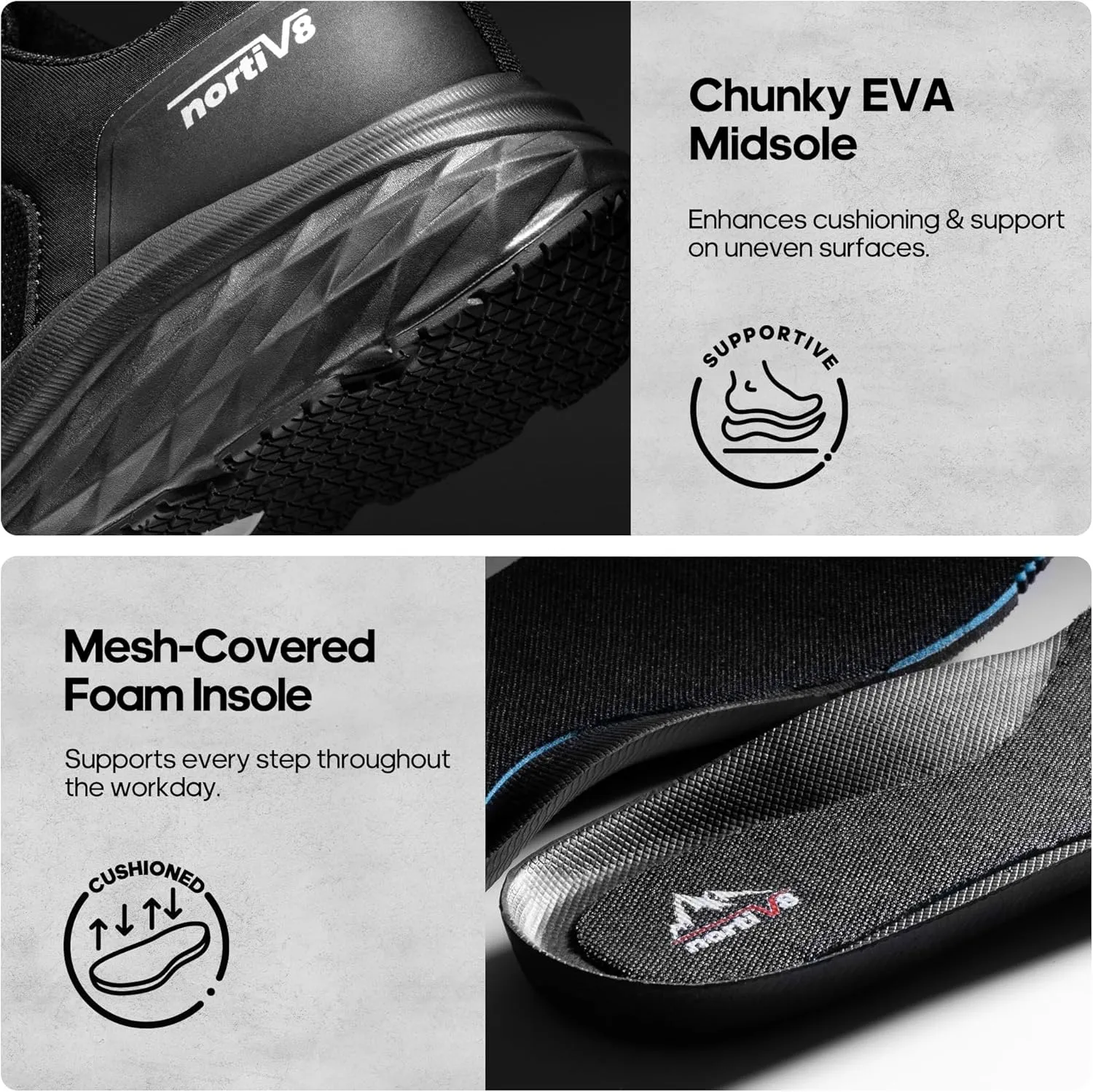 NORTIV 8 Steel Toe Shoes for Men Slip Resistant Comfortable Work Shoes