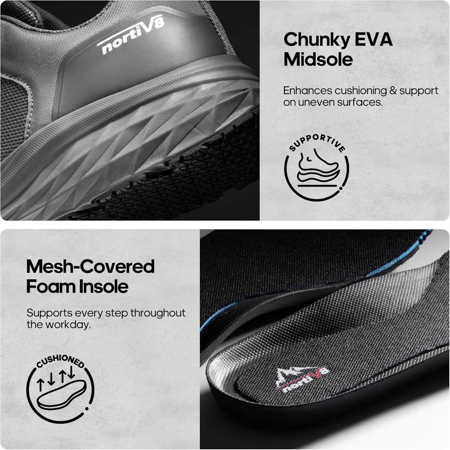 NORTIV 8 Steel Toe Shoes for Men Slip Resistant Comfortable Work Shoes