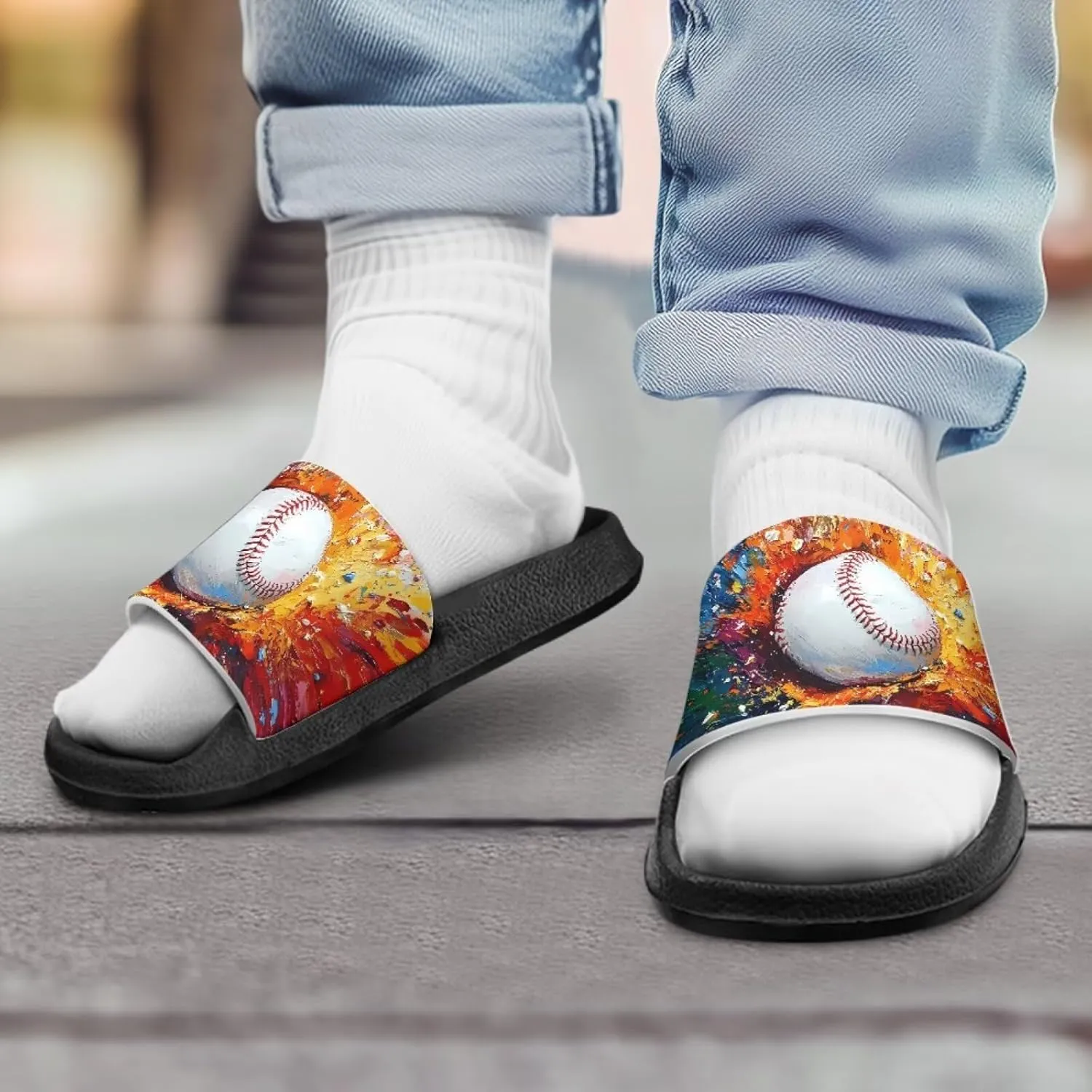 Novelty Patten Kids Cloud Slides Sandals Sports Ball Indoor House Slippers Tractor Print Shower Shoes for Boys Girls Comfort Footbed Slipper Open Toe Outdoor Sandal