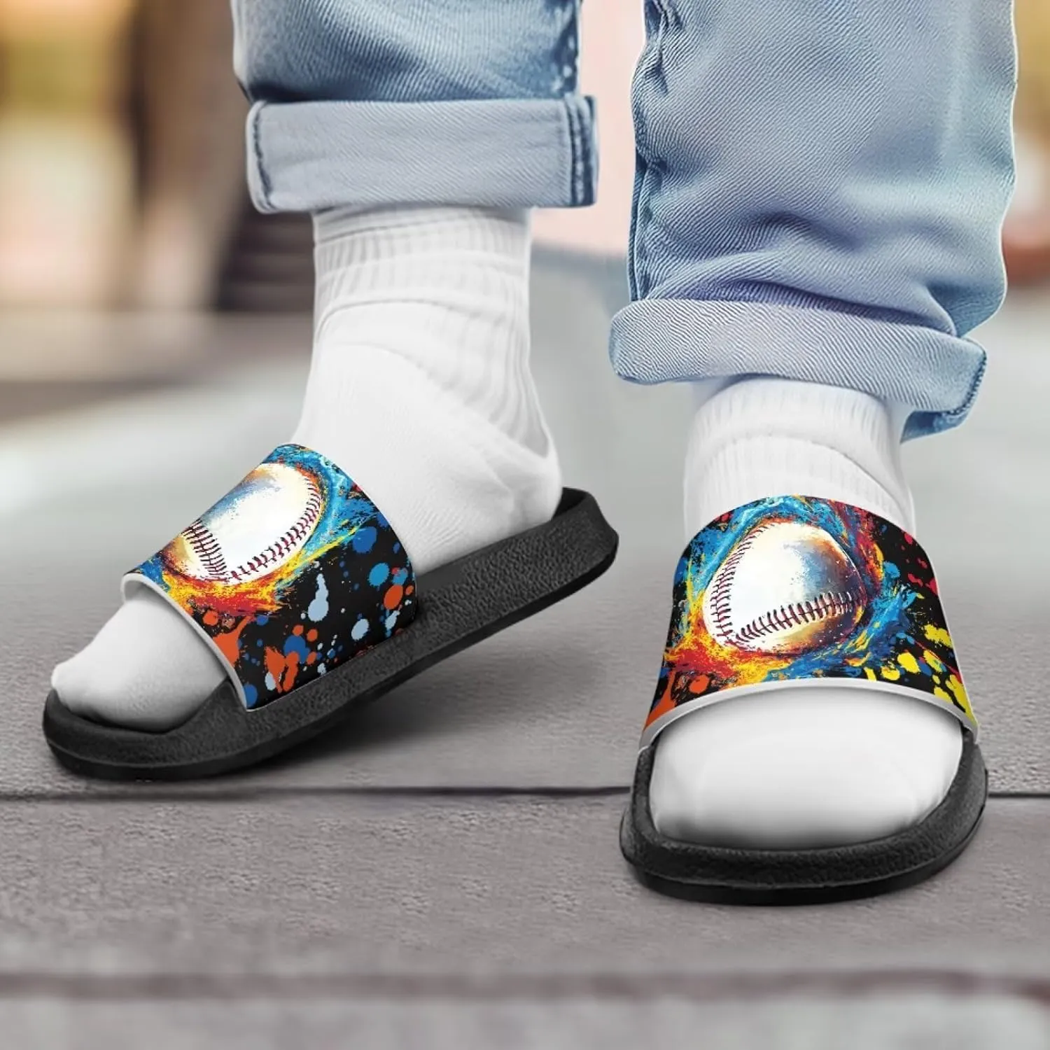 Novelty Patten Kids Cloud Slides Sandals Sports Ball Indoor House Slippers Tractor Print Shower Shoes for Boys Girls Comfort Footbed Slipper Open Toe Outdoor Sandal