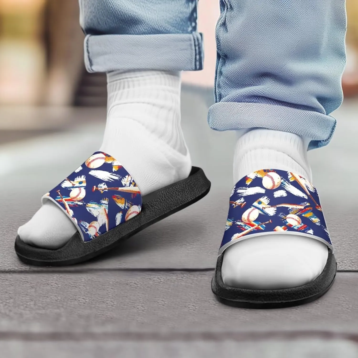 Novelty Patten Kids Cloud Slides Sandals Sports Ball Indoor House Slippers Tractor Print Shower Shoes for Boys Girls Comfort Footbed Slipper Open Toe Outdoor Sandal