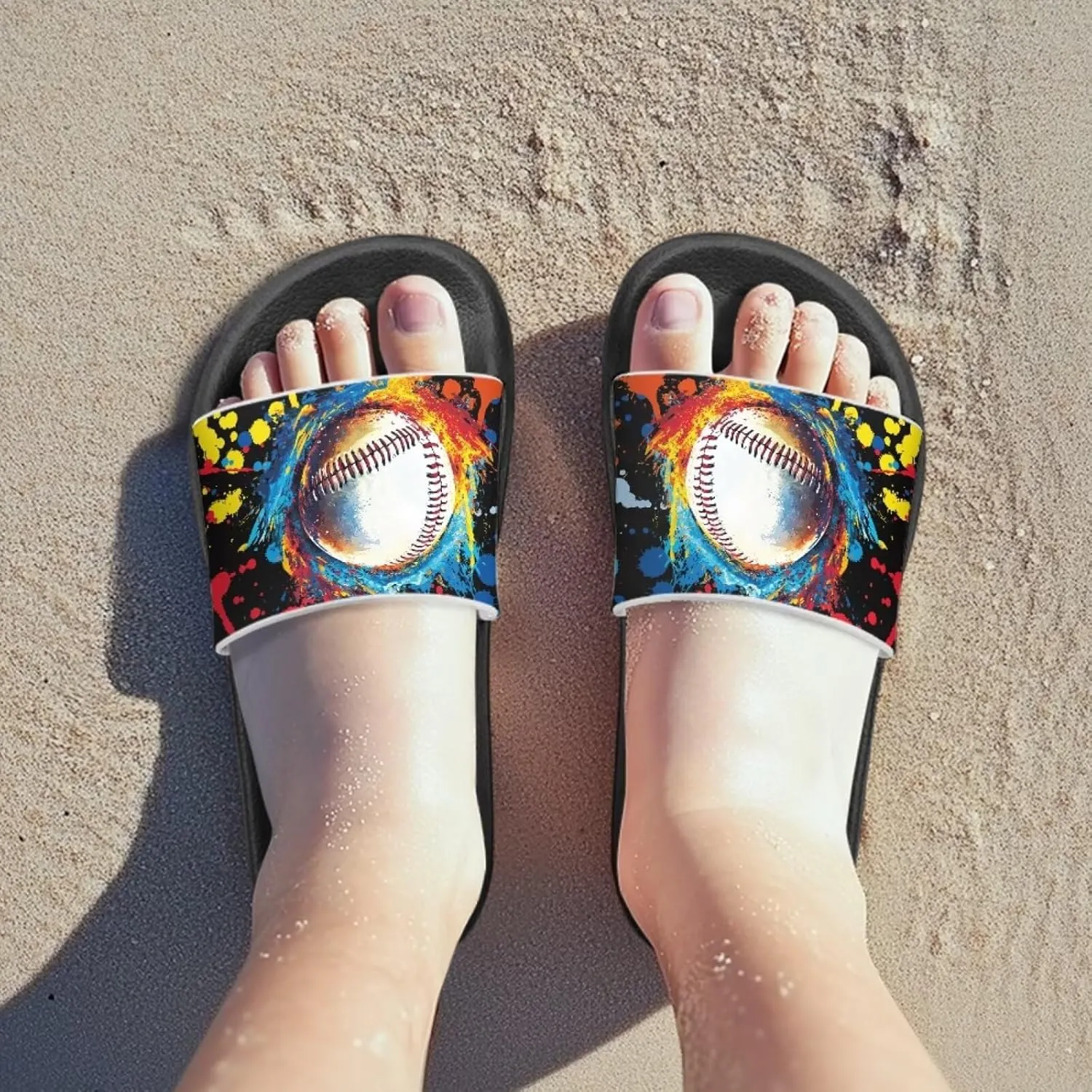 Novelty Patten Kids Cloud Slides Sandals Sports Ball Indoor House Slippers Tractor Print Shower Shoes for Boys Girls Comfort Footbed Slipper Open Toe Outdoor Sandal